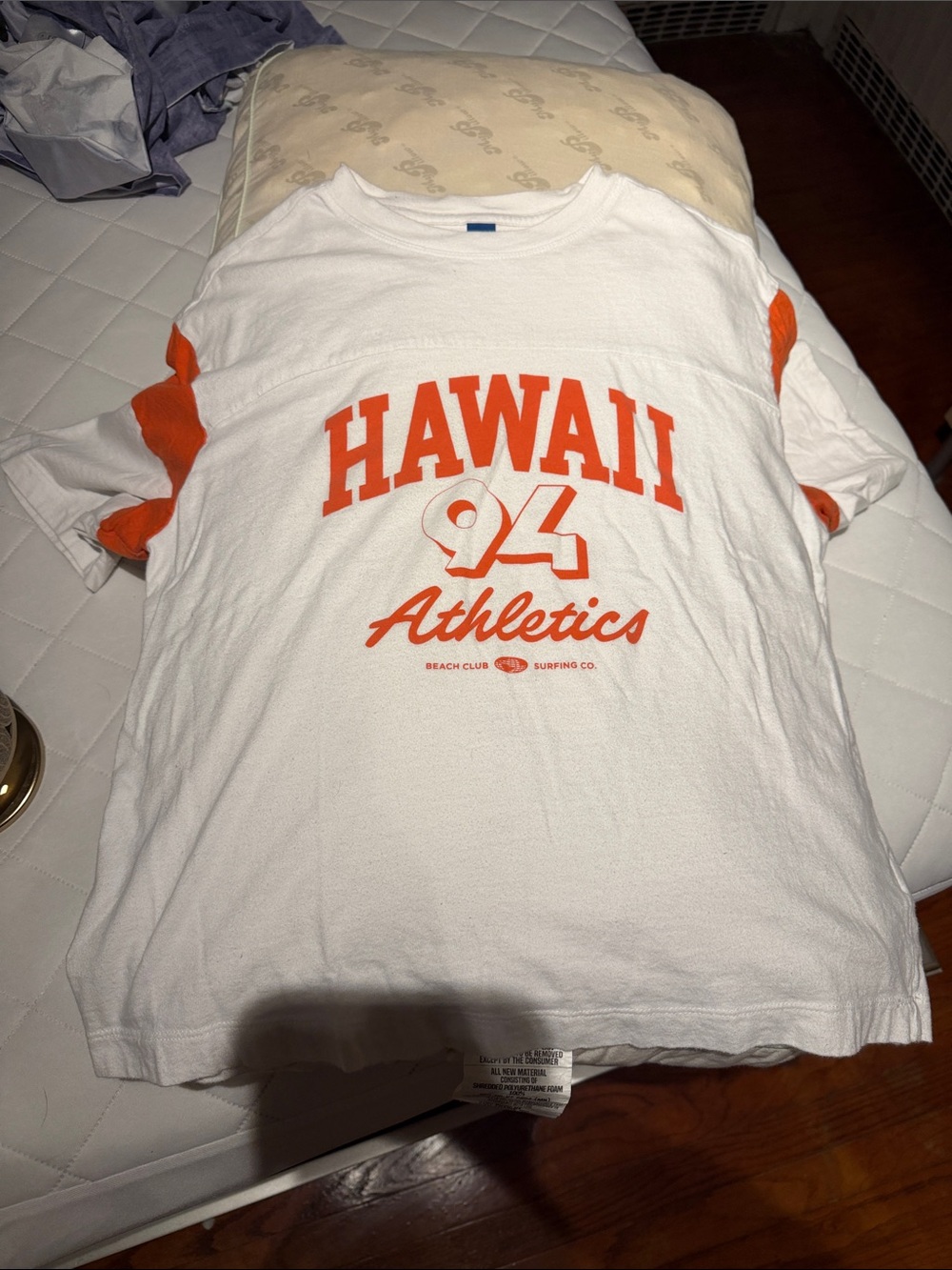 Old Navy White T‑Shirt with Orange 'Hawaii 94 Athletics' Graphic